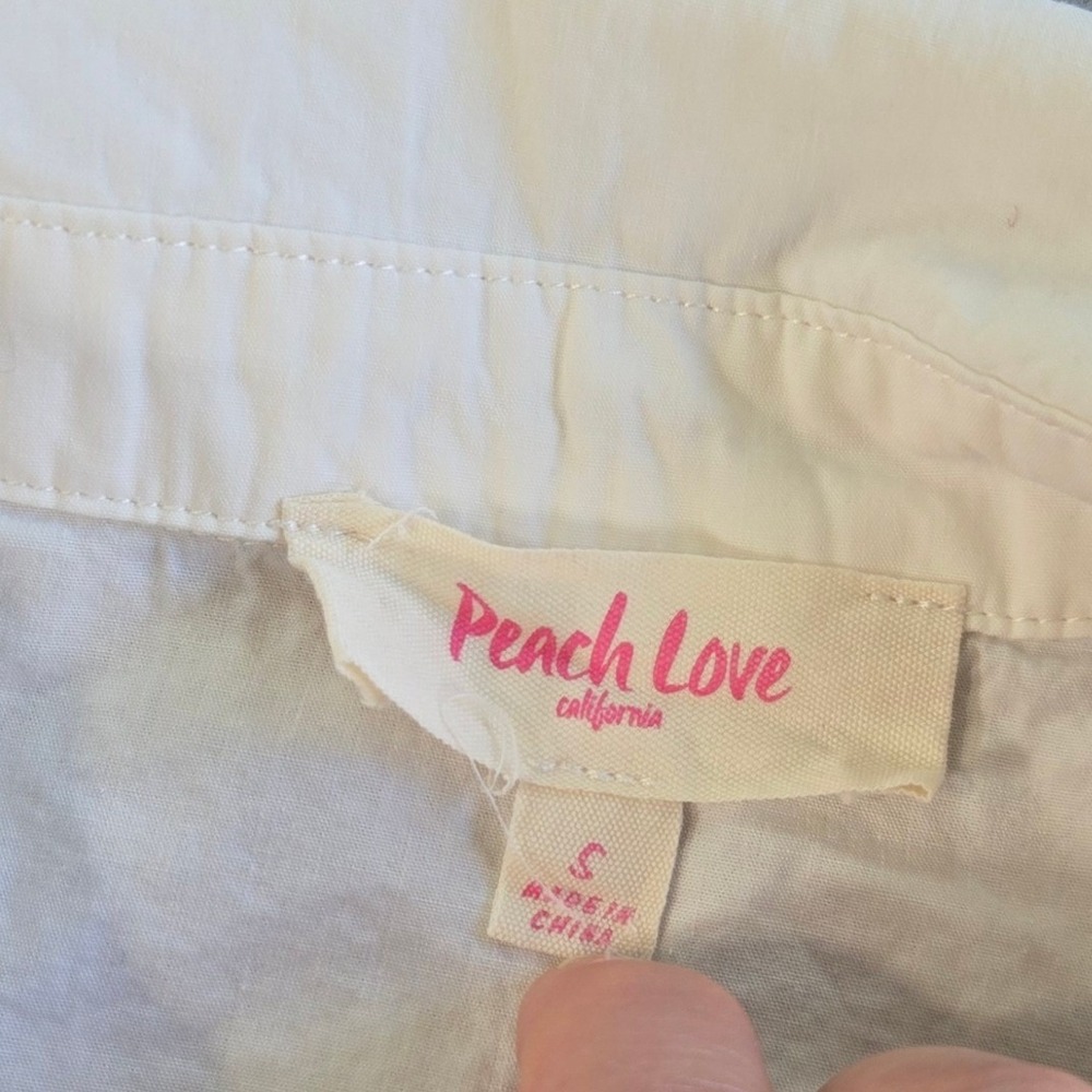 Peach Love California Sequin Star Shirt Dress Women Small White Patriotic Puff S - Picture 4 of 7
